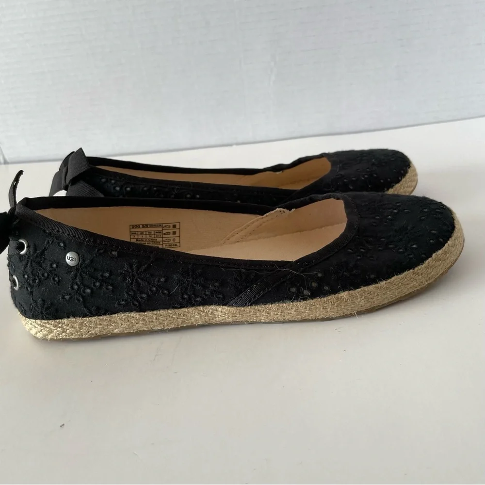 UGG Tassey Eyelet Black Flats Size 4US